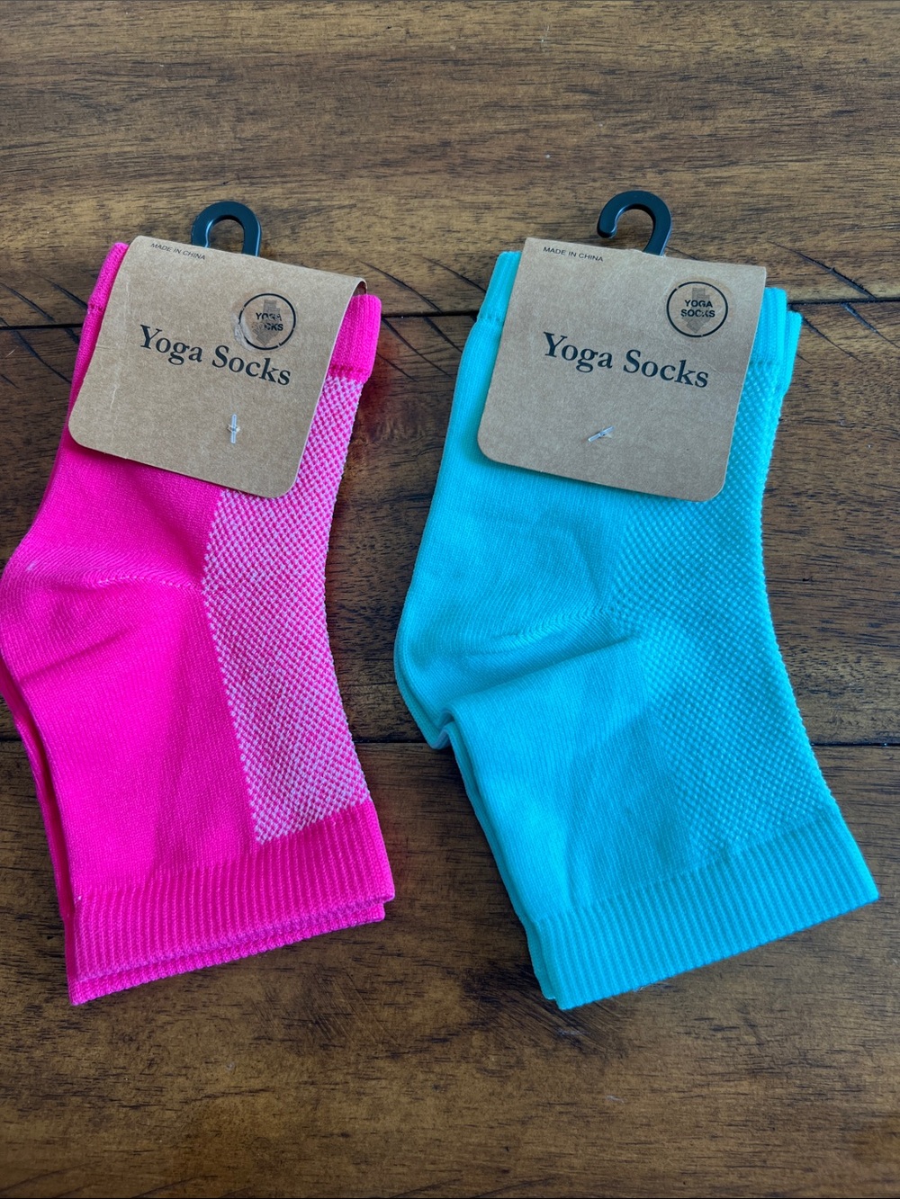 Yoga Socks - Pink & Aqua Non-Slip Women's Socks